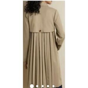 Soft Surroundings Camel Tan Long Trench Coat Small Pleated